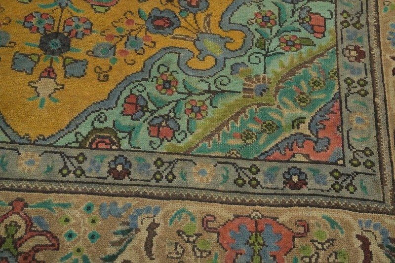 Traditional Wool Hand-knotted Room Size Rug Gold Over-Dyed Vintage Carpet 7x10 gallery