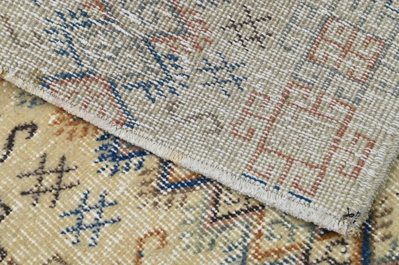 Vintage Turkish Runner Rug 3x5ft Wool Anatolian Handmade Hallway Oushak COLORFUL gallery