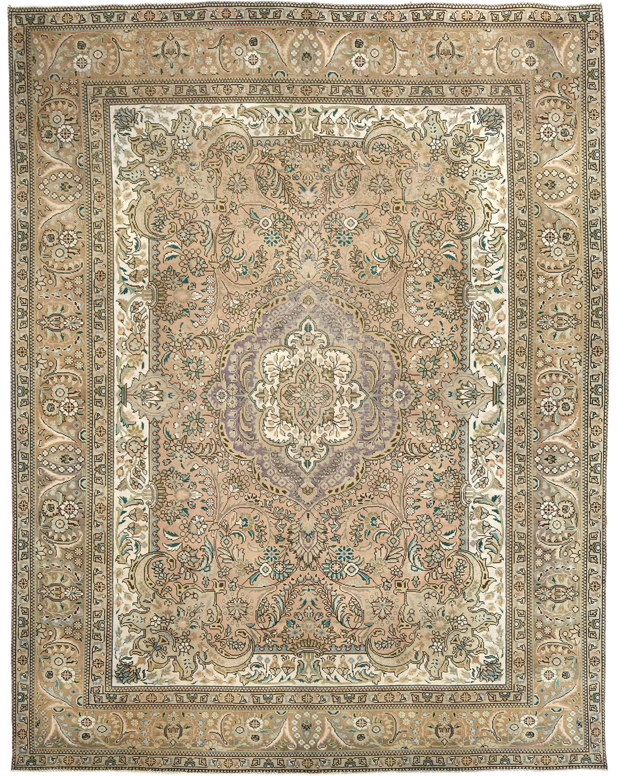 One-of-a-Kind Distressed Vintage Oriental Rug 10X13 ft Floral Medallion Carpet gallery
