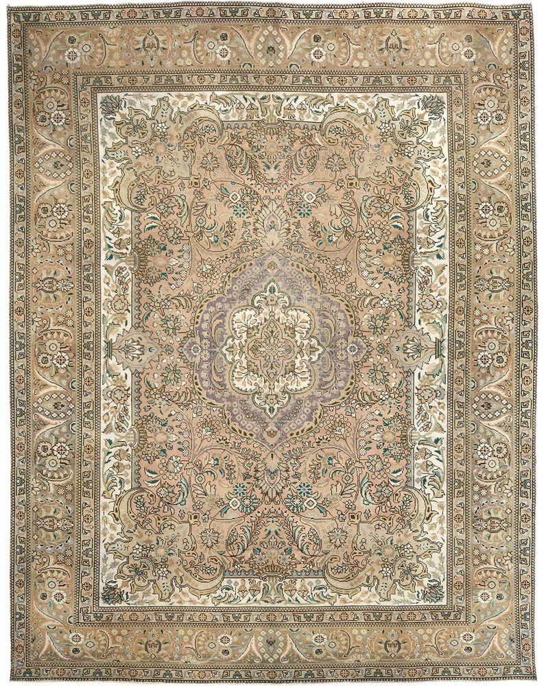 One-of-a-Kind Distressed Vintage Oriental Rug 10X13 ft Floral Medallion Carpet