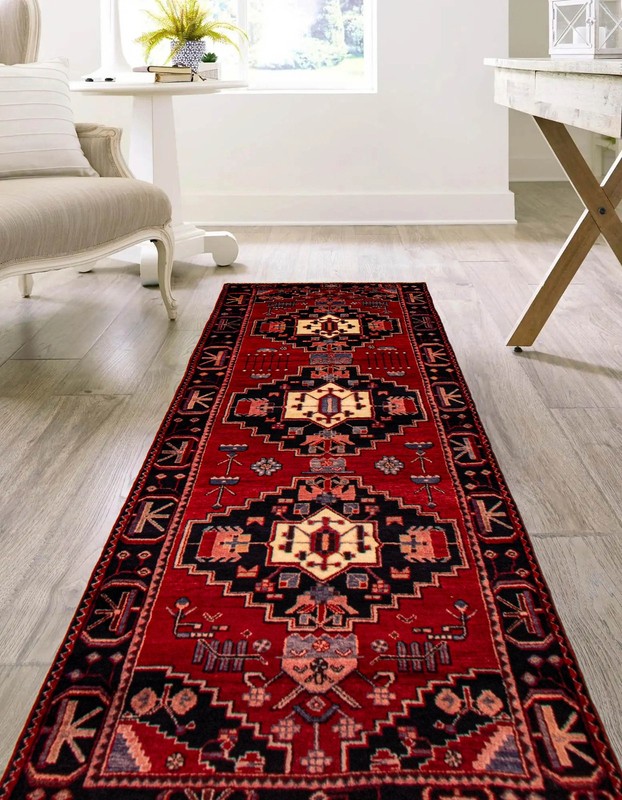 3'6" x 9'4" Vintage Hand-knotted Runner Rug Traditional Oriental Wool Carpet gallery