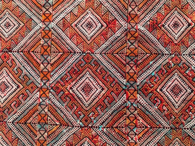 Vintage Handmade Kilim: Moroccan Sabra Kelim, Wool Area Carpet 4x8 ft gallery