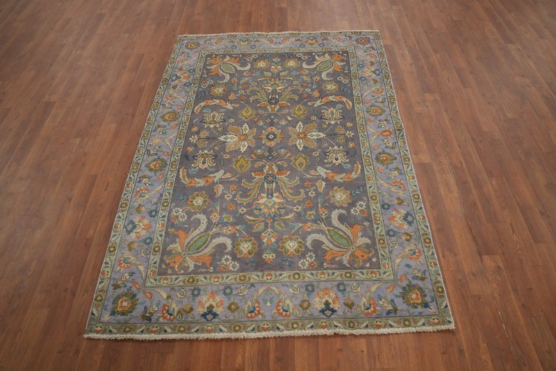 Vintage Purple Floral Traditional Style All-Over Pattern Rug 4x6 ft Hand-knotted gallery