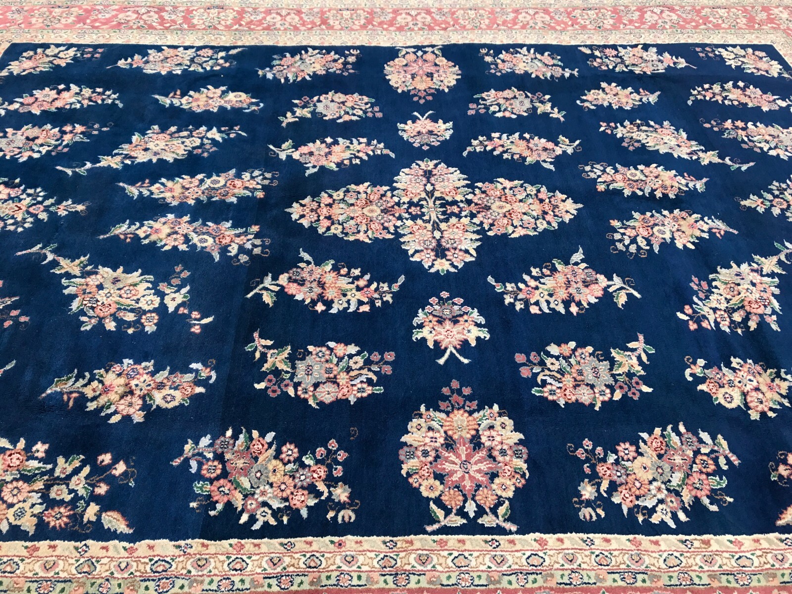 High Quality Handmade in India Floral Design Large Area Rug 9'x12' Natural Dyes gallery