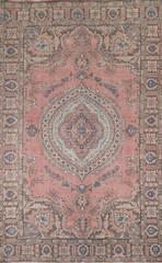 Vintage Handmade Pink Wool Tebriz Traditional Living Room Rug Area Carpet 7×10