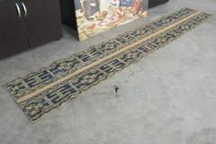 neutral turkish runner 2×10, hand-knotted vintage carpet, oushak rug runner,193