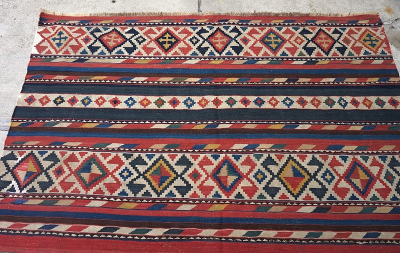 Antique Caucasian Shirvan Kilim Rug 5'6"x9'8" gallery