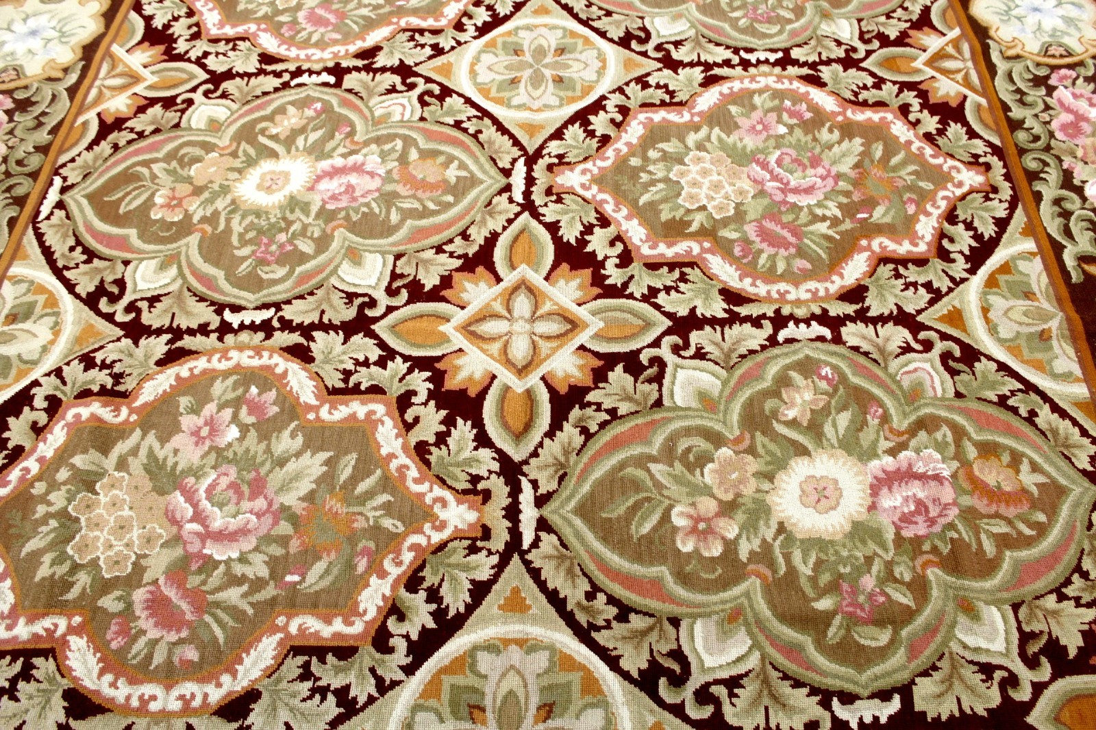 8X10 MAGNIFICENT ANTIQUE HANDMADE VEGETABLE DYE AUBUSSON NEEDLEPOINT WOOL RUG gallery