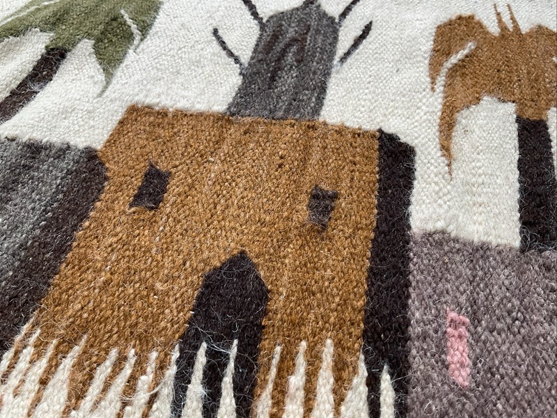 Hand Woven TapestryEgyptian Folk Art Wall Hanging-Kilim Rug Decor 46x26” gallery