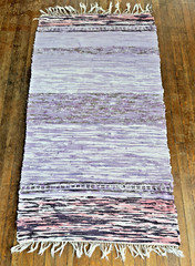 Lovely Lilac Swedish Hand Made Rag Rug (30 x 54.5 inches) 1930s