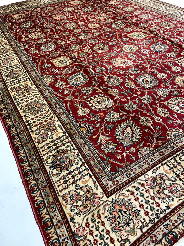 Antique Oriental Hand-Knotted Wool Area Rug Red/Ivory/Blue 11'5" x 16' gallery