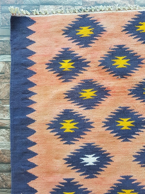 Vintage Handmade Turkish Geometric Wool Kilim Rug 166x99 cm gallery