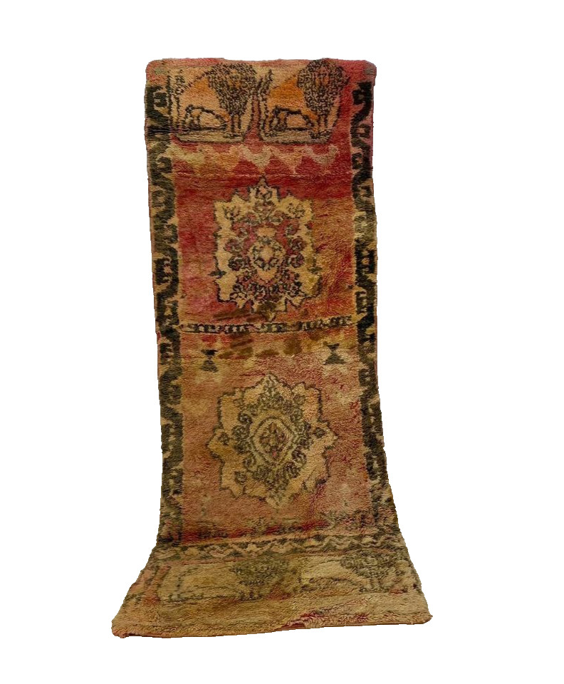 Moroccan Vintage Berber Wool Rug, Shaggy Traditional Home Decor Rug 2'9x8'3 ft gallery