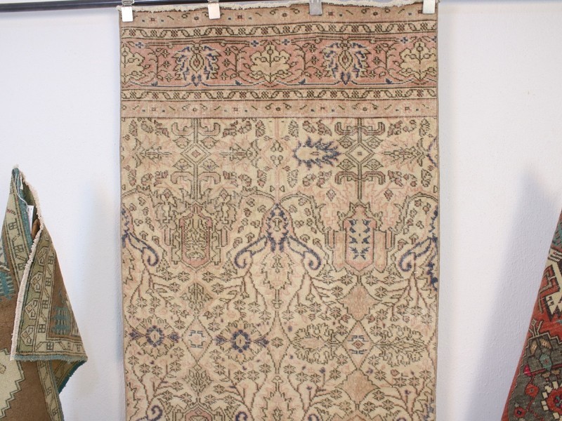 3x10 Brown Runner Rug, Handmade Turkish Rug, Vintage Floral Muted, 3.0x9.6 Ft gallery