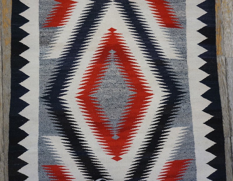 3'x5' Classic Native American Design Antique Navajo Flat Weave Rug gallery
