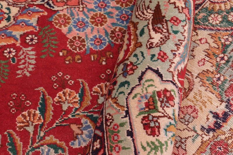 Captivating Hand-Knotted Wool Area Rug - Ruby Red & Multi-Colored Medallion gallery