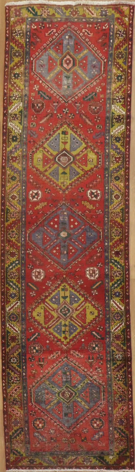 Traditional 10 ft Runner Rug 3x10 Wool Hand-made Tribal Geometric Vintage Carpet gallery