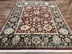 Indian Oriental Rug 8×10 Wool Handmade Vintage Carpet Dark Red Agra Indo Mahal