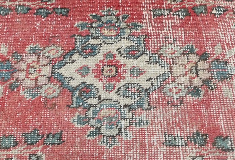 Semi Antique Distressed Oriental Rug Muted Floral Handmade Carpet 1'6X2'3 ft gallery