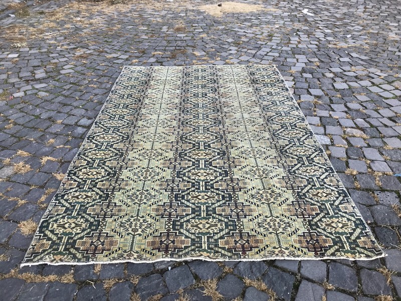 Turkish Antique rug Bohemian Area rug Oushak rug Vintage Rug Handmade Wool rug gallery