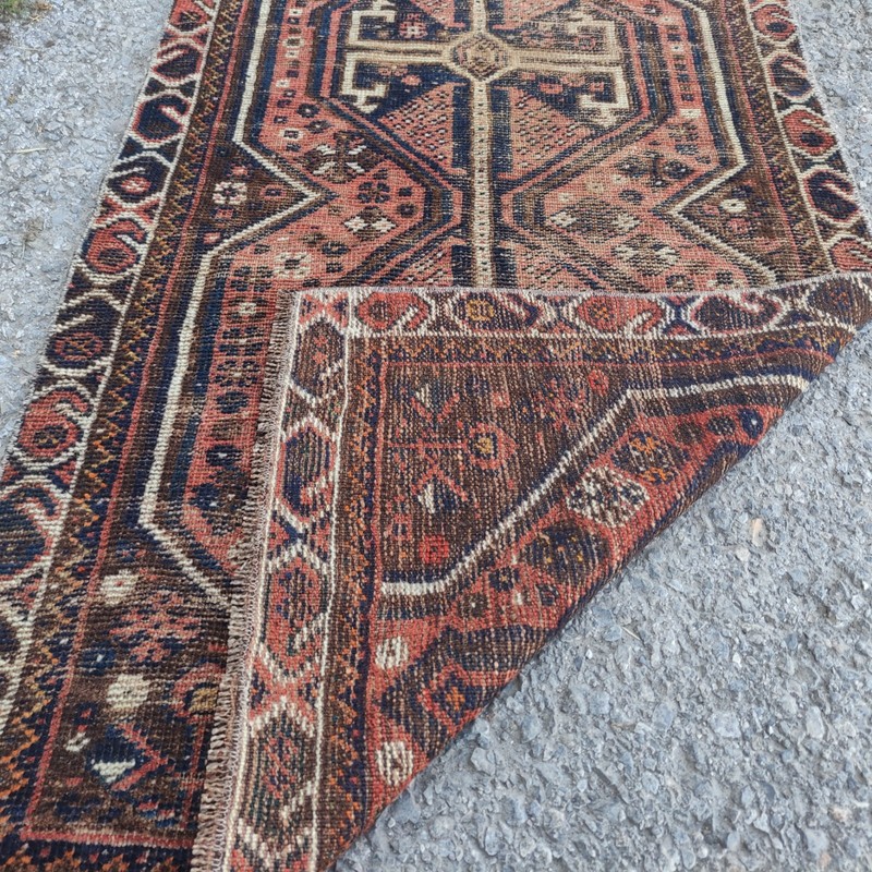 Antique Persian Patterned rug 2.4 x 4.33 ft Vintage Handmade Wool Rug 73 x 132cm gallery