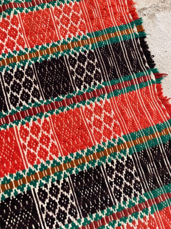 Vintage Handmade Turkish Stripes Wool Kilim Rug 163x104 cm gallery