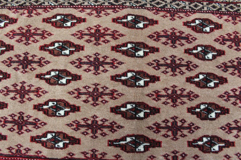 Old Handmade Turkmen Tribal Rug 110 x 55 cm Hand Knotted Wool Rug gallery