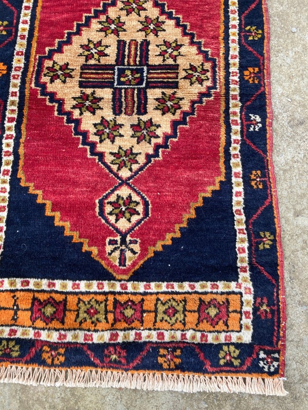 Vintage Traditional Hand-knotted Turkish Yastik Oriental Rug Carpet 93x52 cm gallery