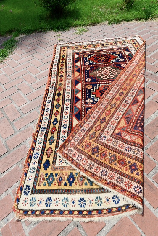 EXCEPTIONAL ANTIQUE ARMENIAN 'COMPARTMENT' KAZAK RUG CARPET gallery
