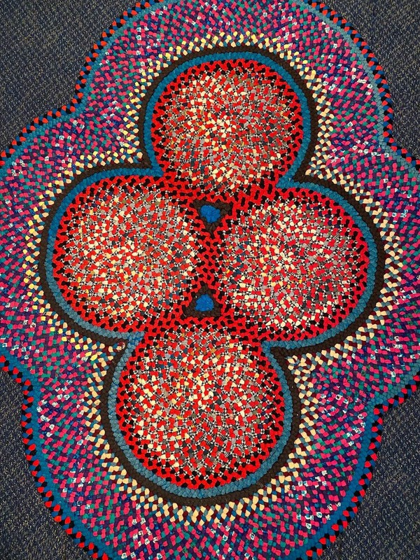 Vintage Antique Handmade Folk Art 4 Ring Wool Braided Rug gallery