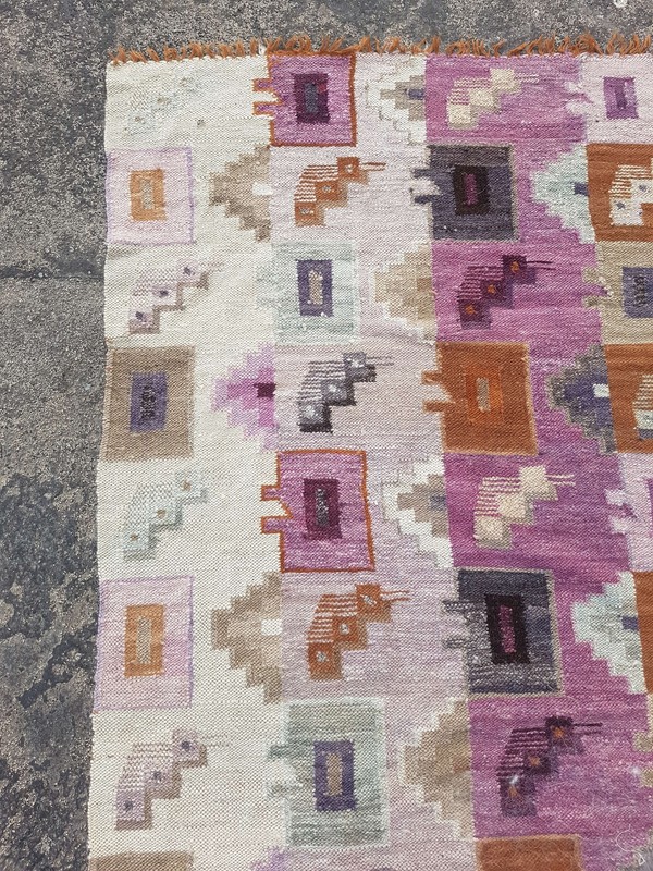 Distressed Vintage Traditional Handmade Peruvian Wool Multicolor Kilim 149x103cm gallery