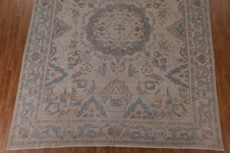 Semi-Antique Floral Tebriz Traditional Handmad Area Rug 10x13 Living Room Carpet gallery