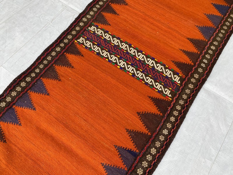 2x6 ft Handmade Vintage Afghan Sofreh Flatweave Small Hallway Turkmen Wool Kilim gallery