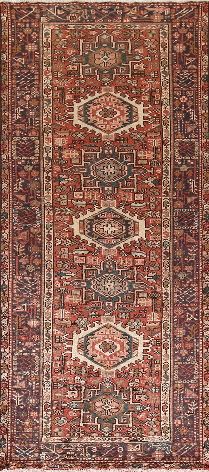 Vegetable Dye Geometric 9 ft Runner Rug Wool Hand-knotted Tribal Carpet 4x9 gallery