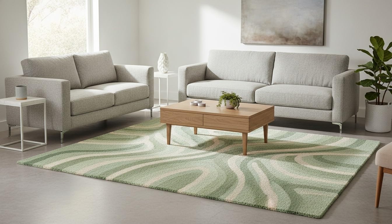 Modern Pebble Pattern Wool Area Rug Hand Tufted Contemporary Home Carpet Décor gallery