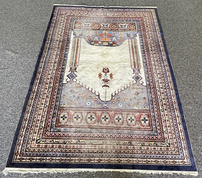 Antique Turkish Silk On Silk Prayer Rug 7’ 1” X 10’ 1” Anatolian gallery
