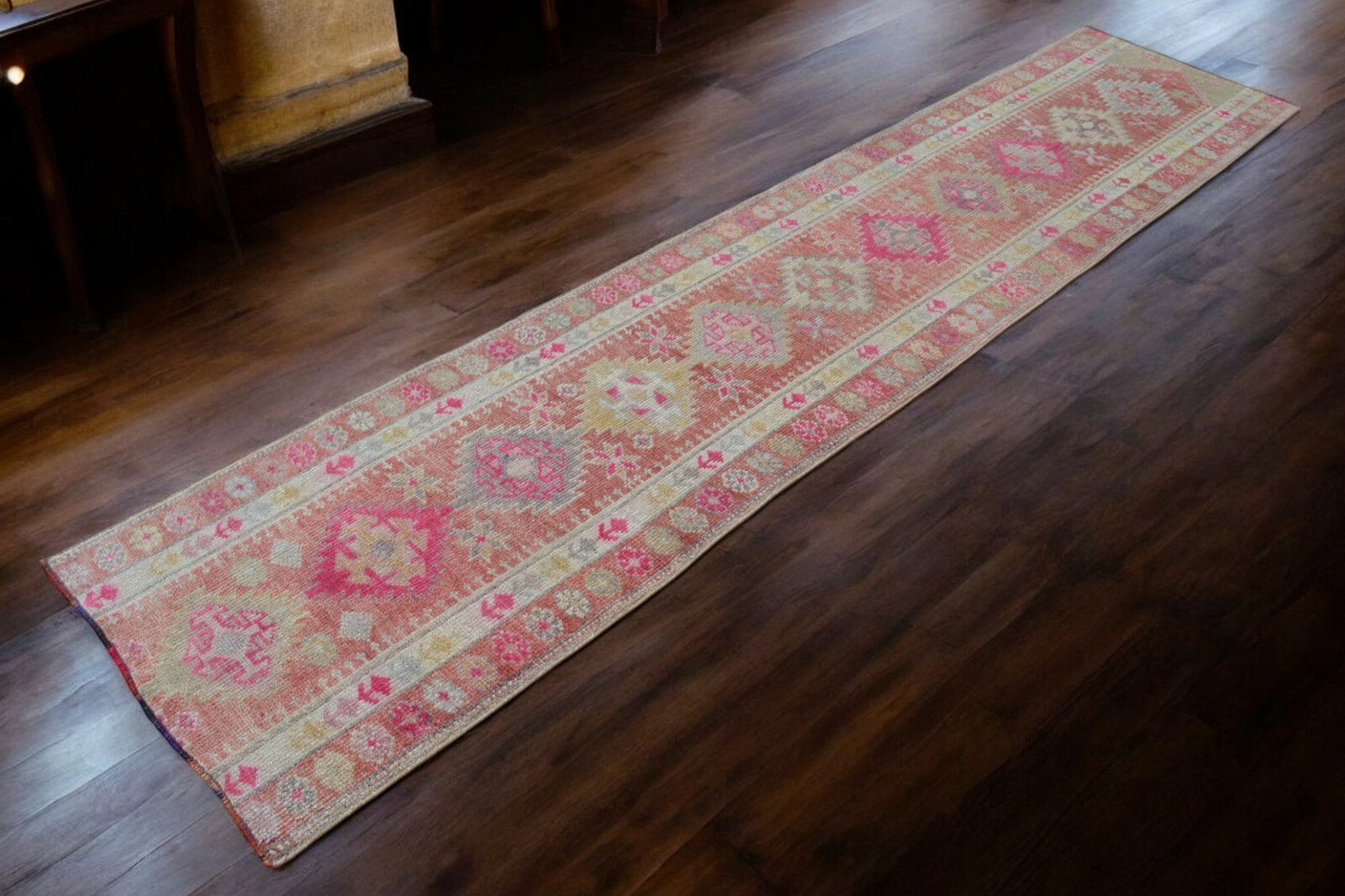 2x10 ft Runner Turkish Rug HandMade Distressed Narrow Hallway Rug actua 2.3x10.2 gallery