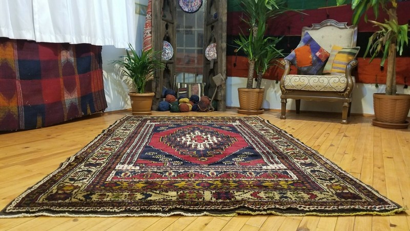 Vintage 1940-1950's Turkish Tribal Rug 4'7" × 7'7" gallery