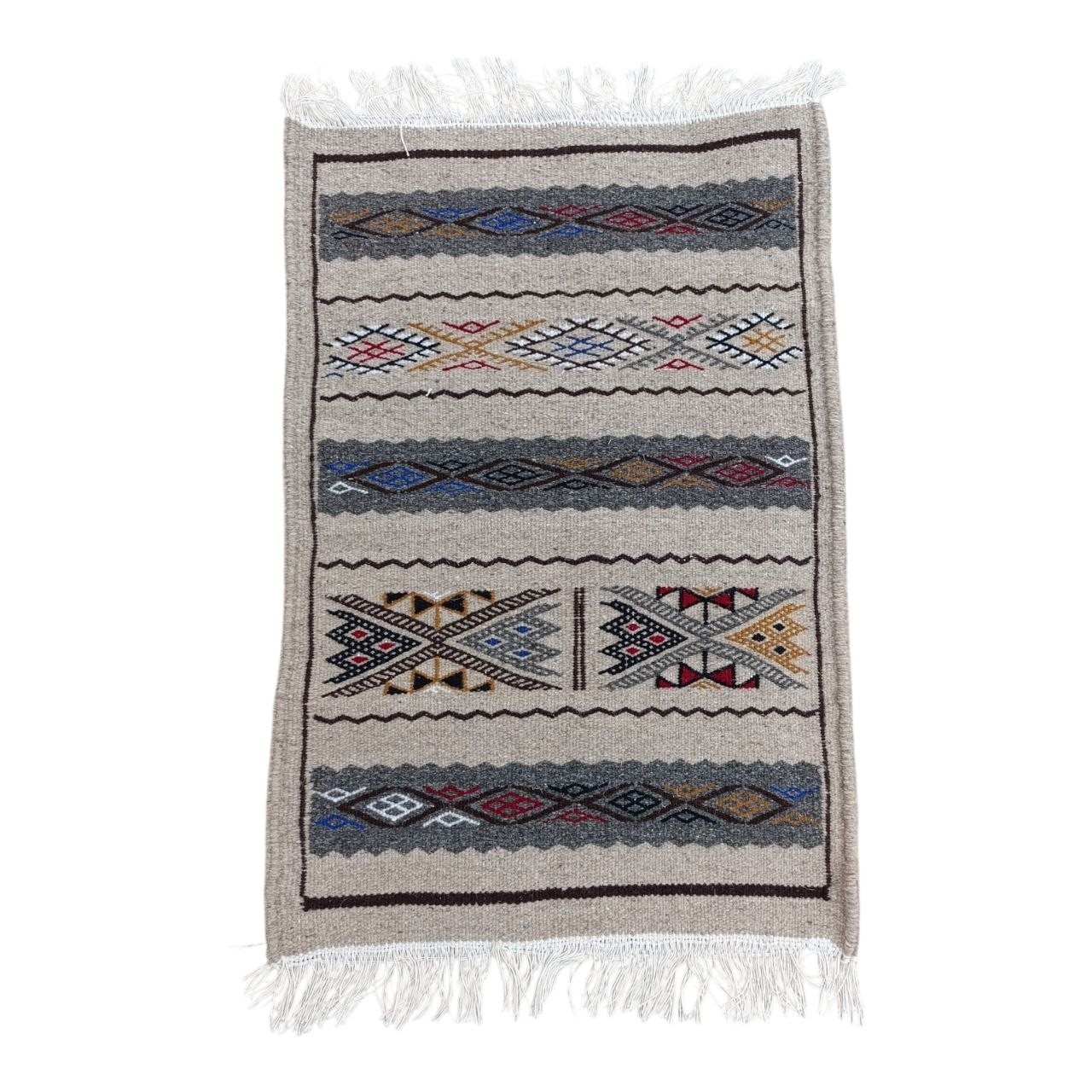 Saharan Wool Rug Algeria Berber Tribal Wall Hanging Boho Decor 31x20 Inches gallery