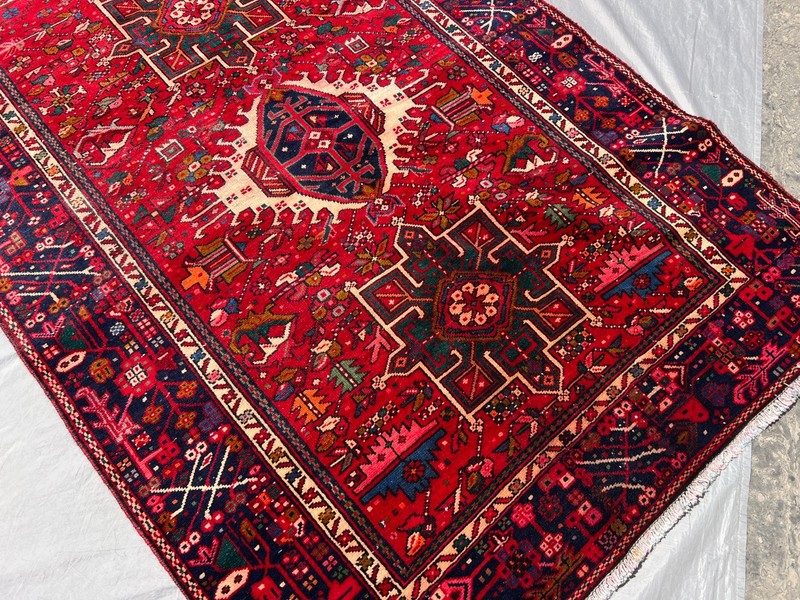 Red Hand Knotted Antique Runner Rug 5x13 Geometric Caucasian Persian Wide Carpet gallery