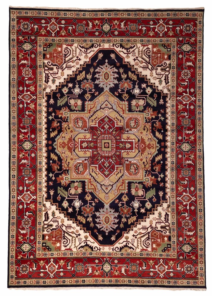 Vintage Geometric Area Rug 9'11" x 13'9" Traditional Hand-Knotted Wool Carpet