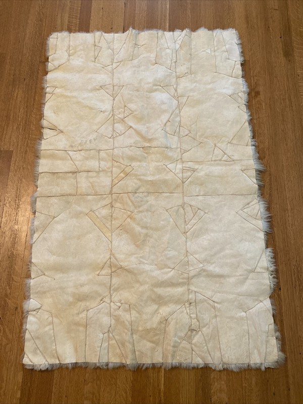 Vintage Alpaca Skin Hide Rug Solid White Ivory Approx 3' x 4.5' Soft Plush gallery