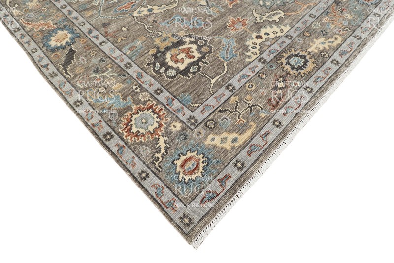 Handknotted Brown Floral Geometric Rug 8x10 ft gallery