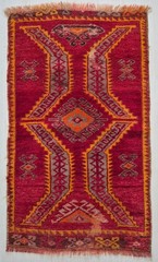 Antique Anatolian Hand-Knotted Rug 23×38” , Turkish Konya Tribal Wool Rug