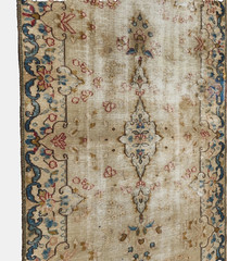 3’6″x6’7″ ANTIQUE HAND-KNOTTED TURKISH OUSHAK TRIBAL PISHAWAR MUTED RUG WOOL