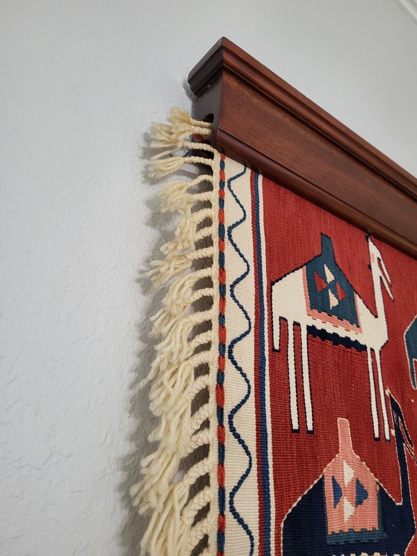 Vintage Konya Kilim Wool Rug or Wall Hanging Hand Woven Turkish gallery