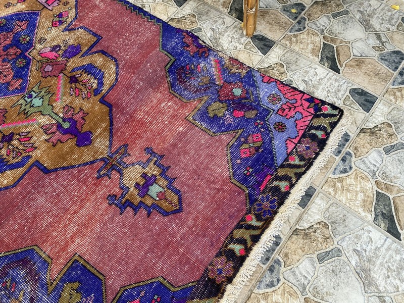 Vintage Turkish Rug 4.2 x 8.93 ft Hand-Knotted Wool Floral Anatolian Traditional gallery