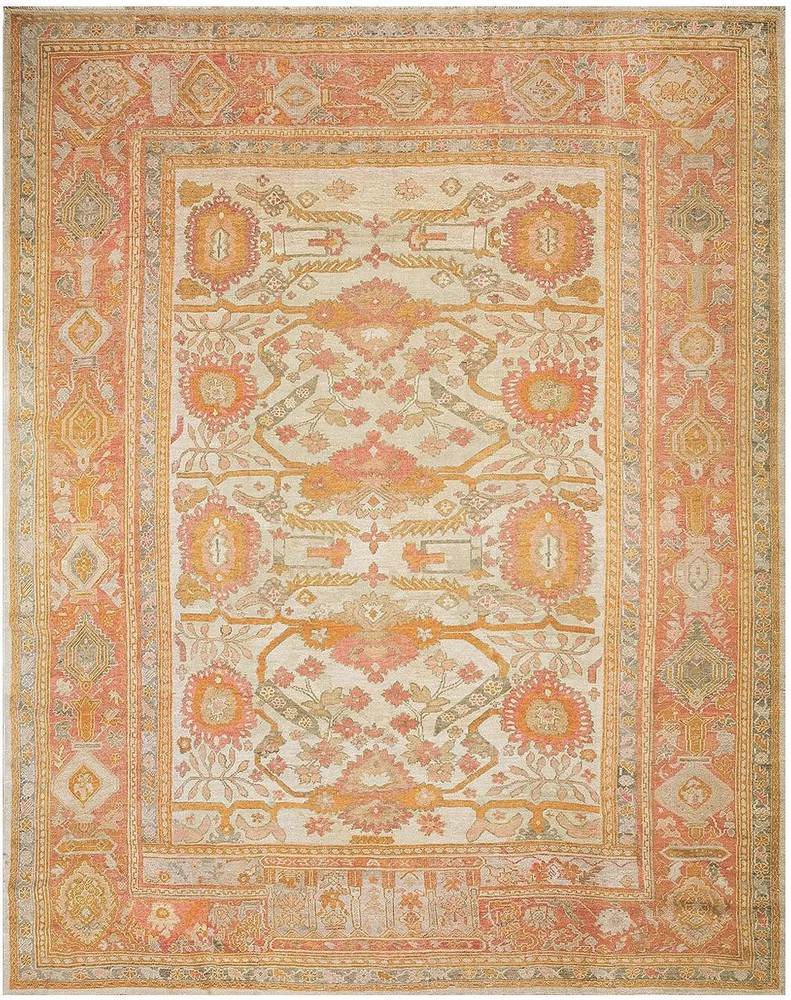10'x13' Antique Decorative Soft Ivory Color Large Scale Allover Design Turkish