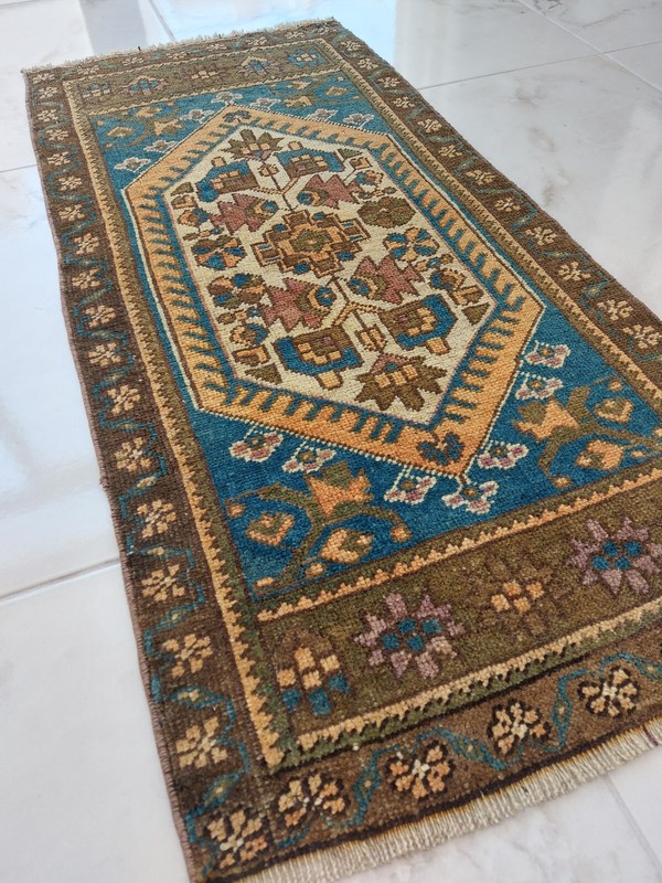 Geometric Flower Bed Rug Antique Handmade Art Rug Home-Office Decor Rug gallery
