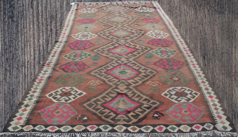 5'7 x 10'6 Vintage Geometric Flatweave Tribal Kilim Handmade Wool Area Rug 6x11 gallery